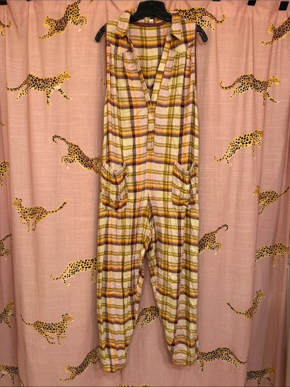 Free People Wrapped In Flannel Plaid Jumpsuit